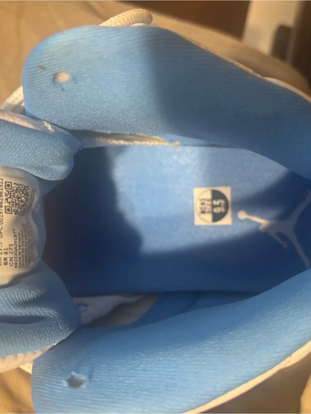 Jordan Men’s White with Light Blue High-Top Sneakers